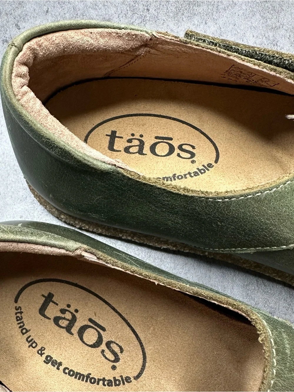 Taos Green Leather Mary Jane Comfort Shoes Size 37 EU Olive Walking Shoes - Picture 2 of 6